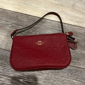 Coach wrist wallet bag burgundy.